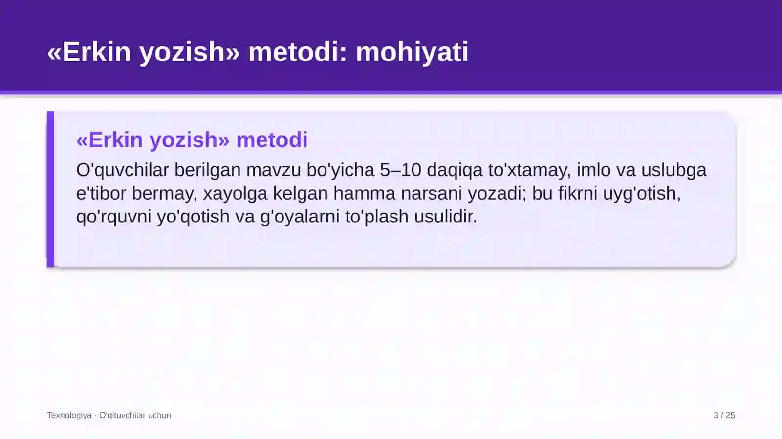 texnologiya darslarida erkin yozish metodidan foydalanish 5918 3