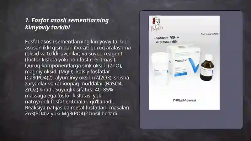 Fosfat asosli sementlar va plomba ashyolari 3