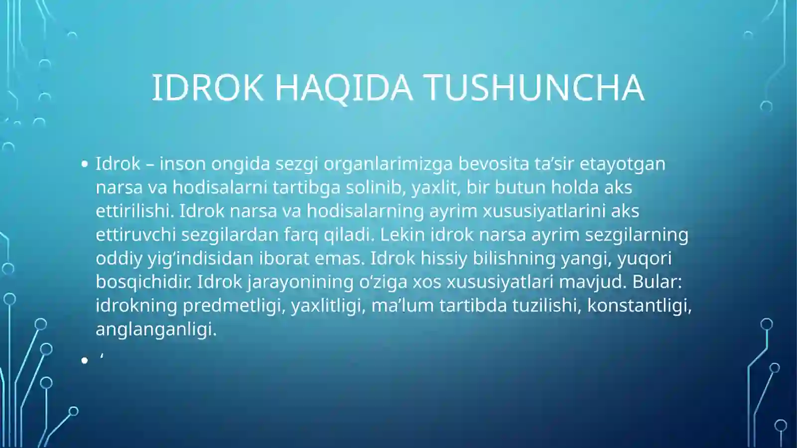IDROK VA UNING QONUNIYATLARI 3