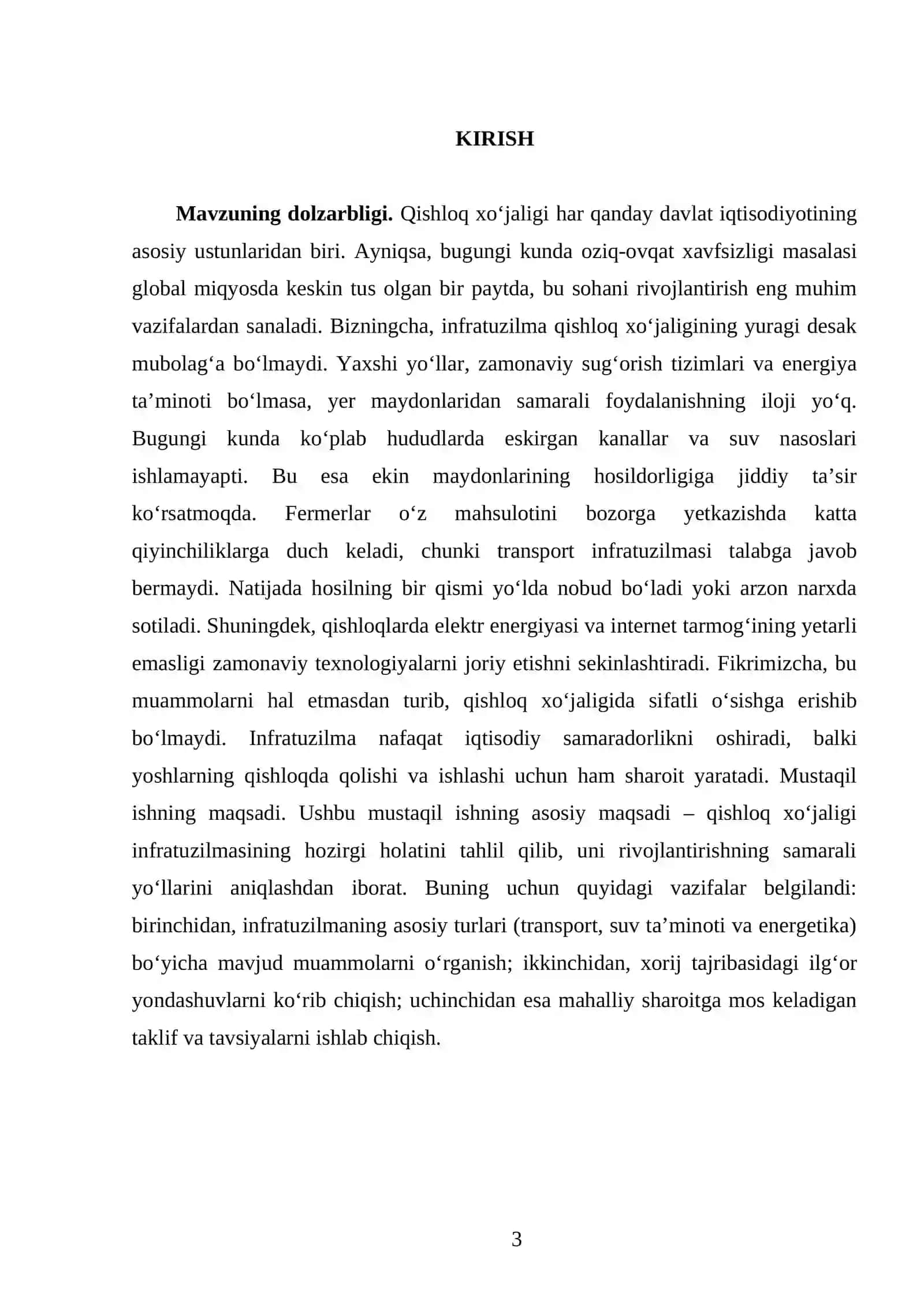 Qishloq xo’jaligida infratuzilma va uni rivojlantirish yo’llari 3