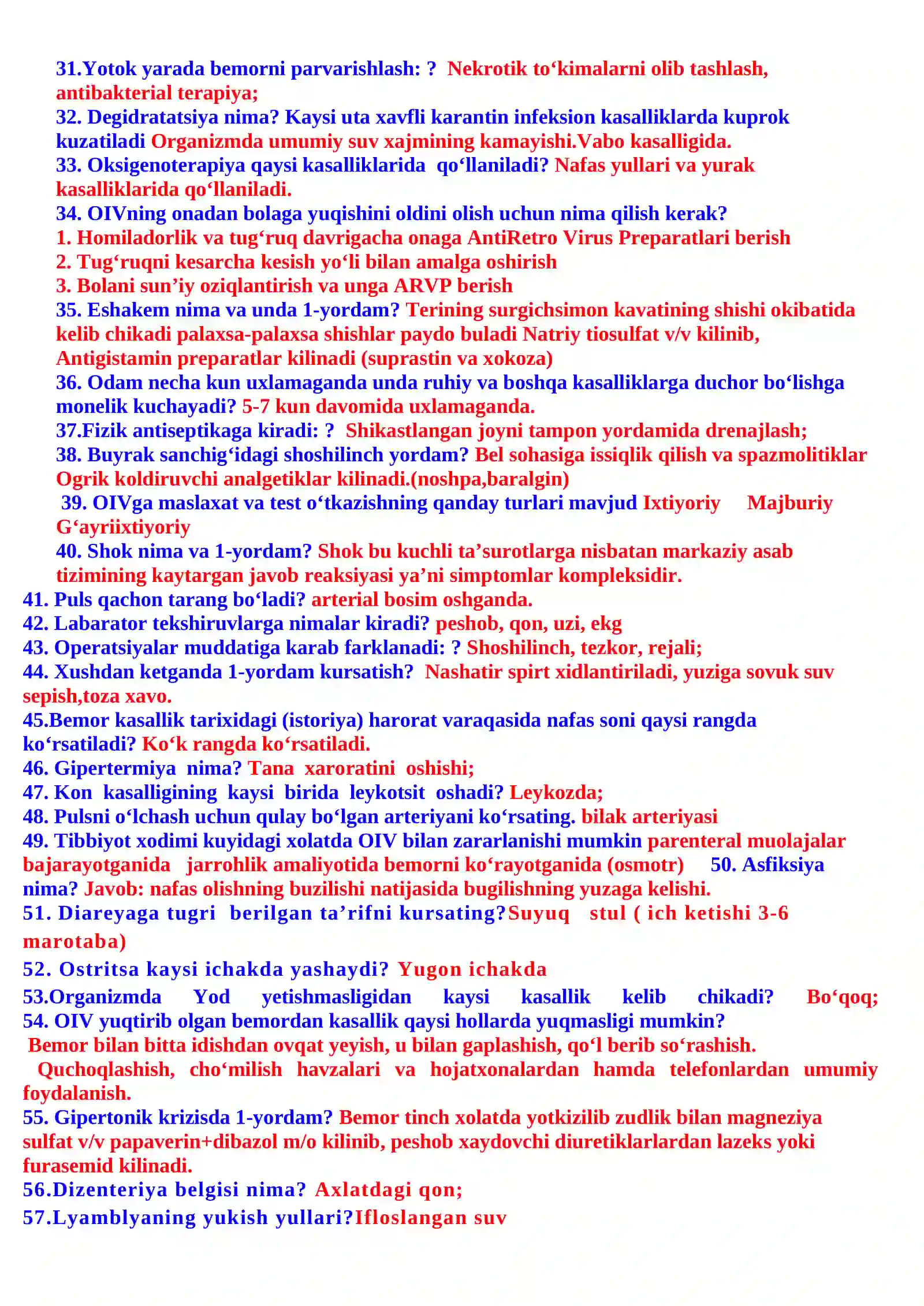 HAMShIRALIK ISHI MUTAXASSISLIGI BO‘YIChA SAVOLLARGA JAVOBLARI 2026 YIL TUSHAYOTGAN SAVOLLAR 3