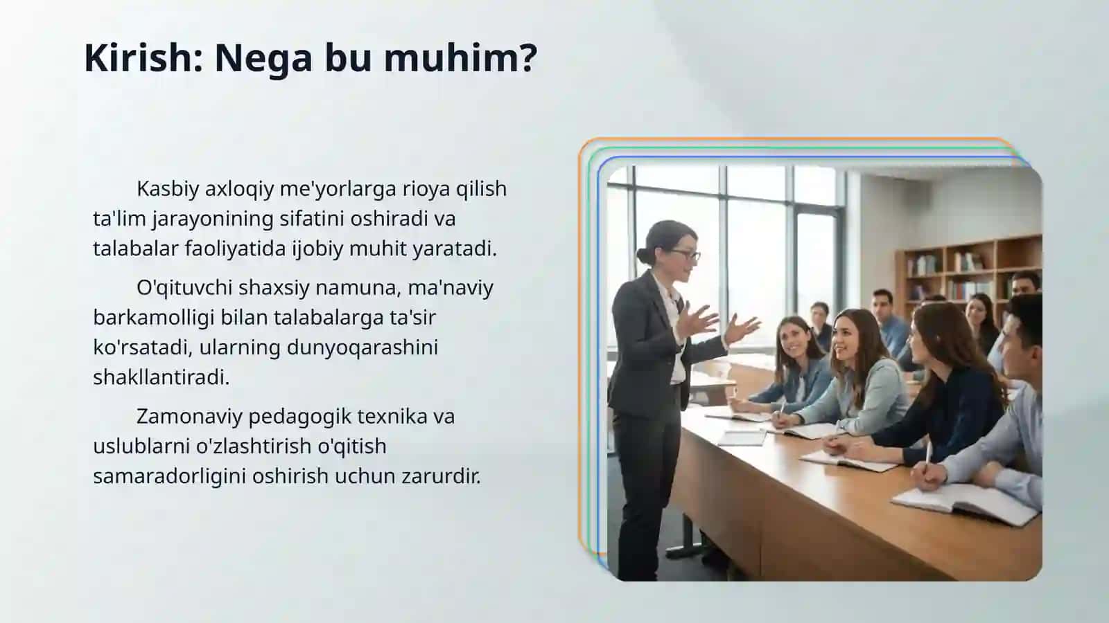 Pedagogik etika va etiket. Pedagogik taktika. Pedagogik texnika: mimika, pantomimika, jest. Nutq tex 3