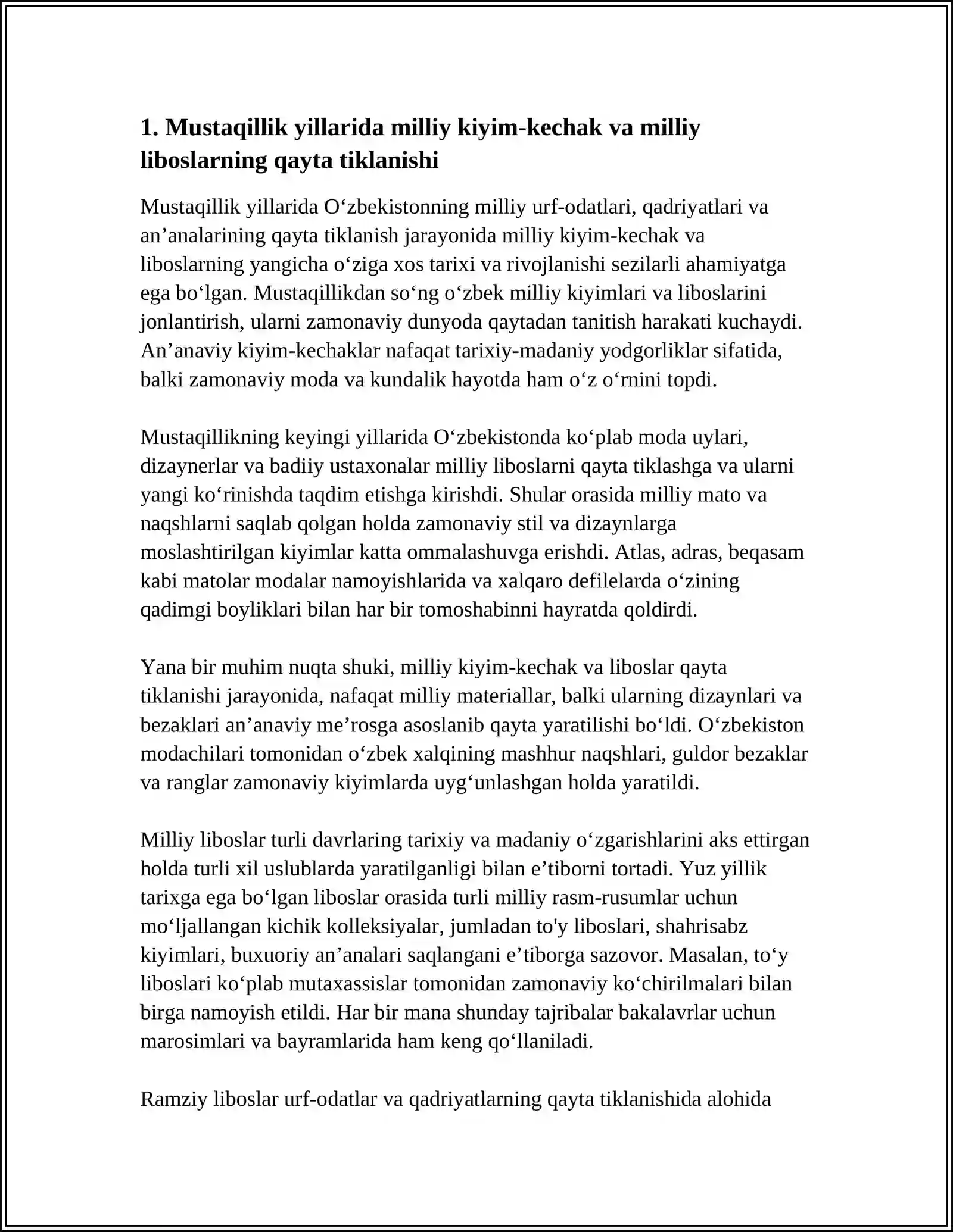 MUSTAQILLIK YILLARIDA MILLIY URF-ODATLAR, QADRIYATLAR VA ANʼANALARNING QAYTA TIKLANISHI 3