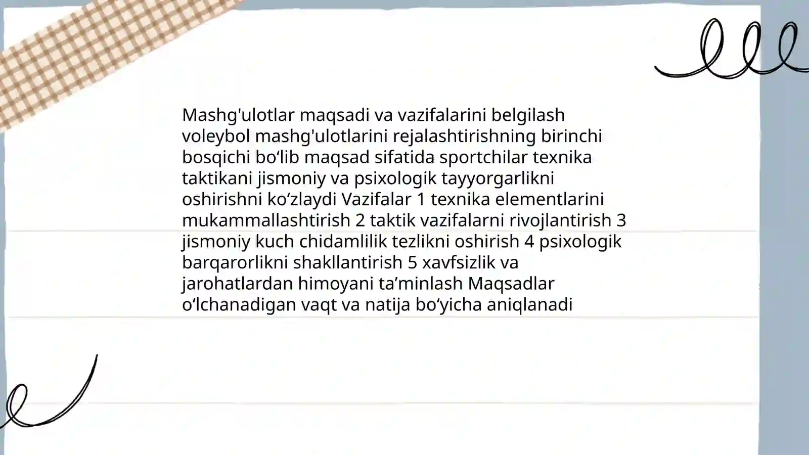 Voleybol mashgulotlarini rejalashtirishni umumiy tamoyili 3