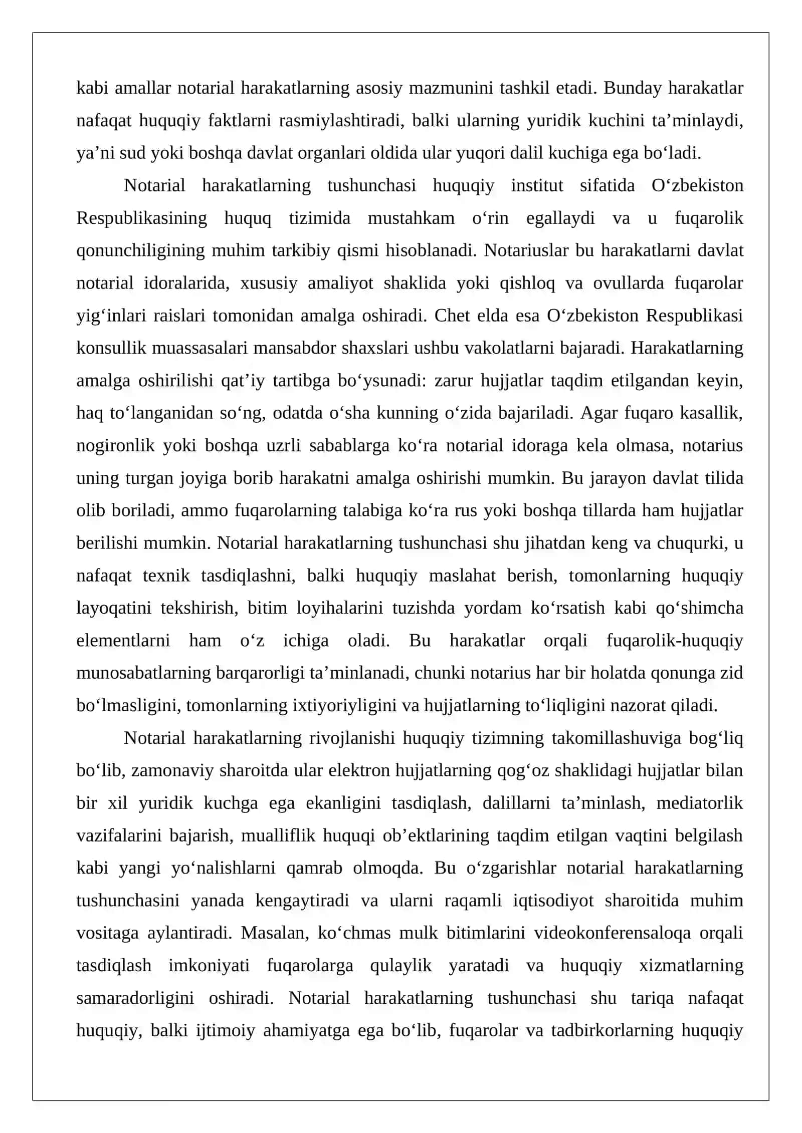 Notarial harakatlarning tasnifi va notarial harakatlarni amalga oshiruvchi shaxslarning vakolatlari 3