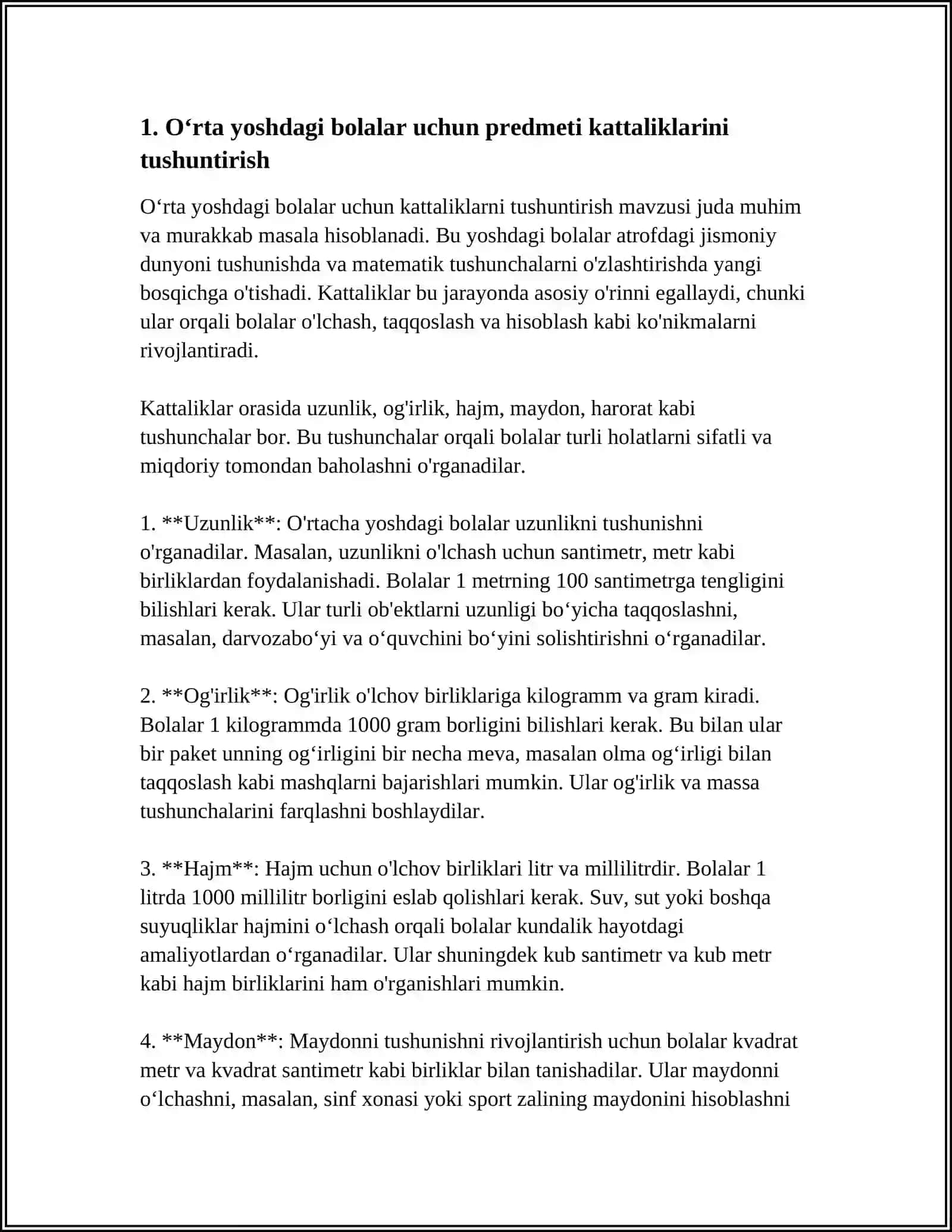 OʻRTA YOSHIDAGI BOLALARDA PREDMETLARNING KATTALIK OʻLCHAMI VA ULARNI OʻLCHASH HAQIDAGI TASAVVURLARNI SHAKLLANTIRISH 3