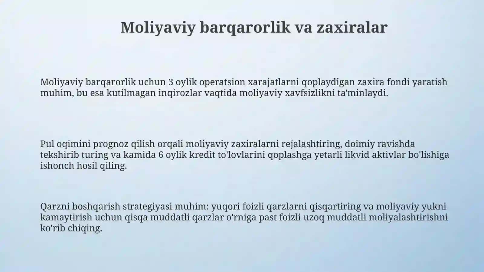 Ovqatlanish korxonasining inqirozga yuz tutishining oldini olish yo’llari 3