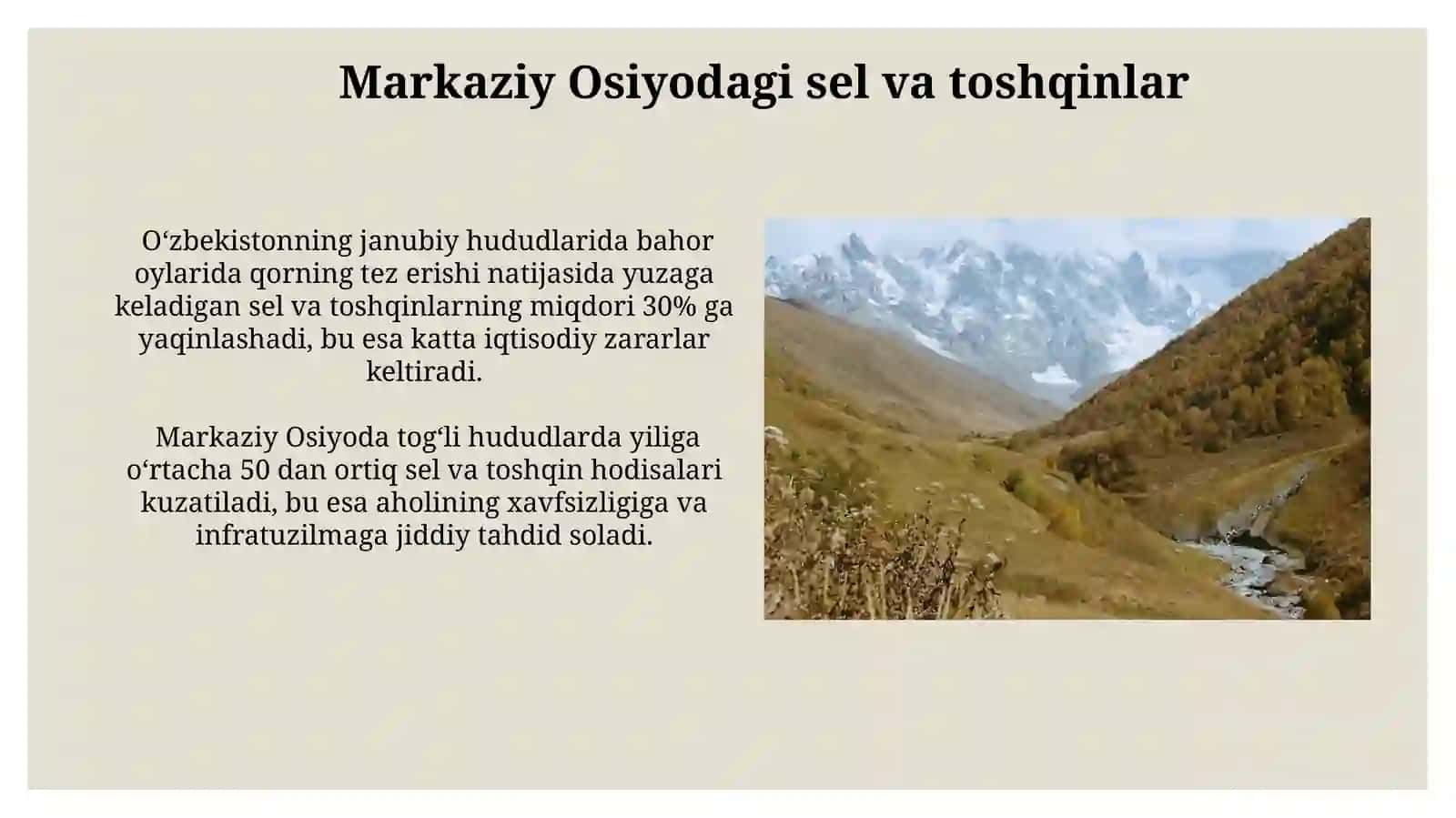 Markaziy Osiyoda bo'lishi mumkin bo'lgan tabiiy xavflar 3