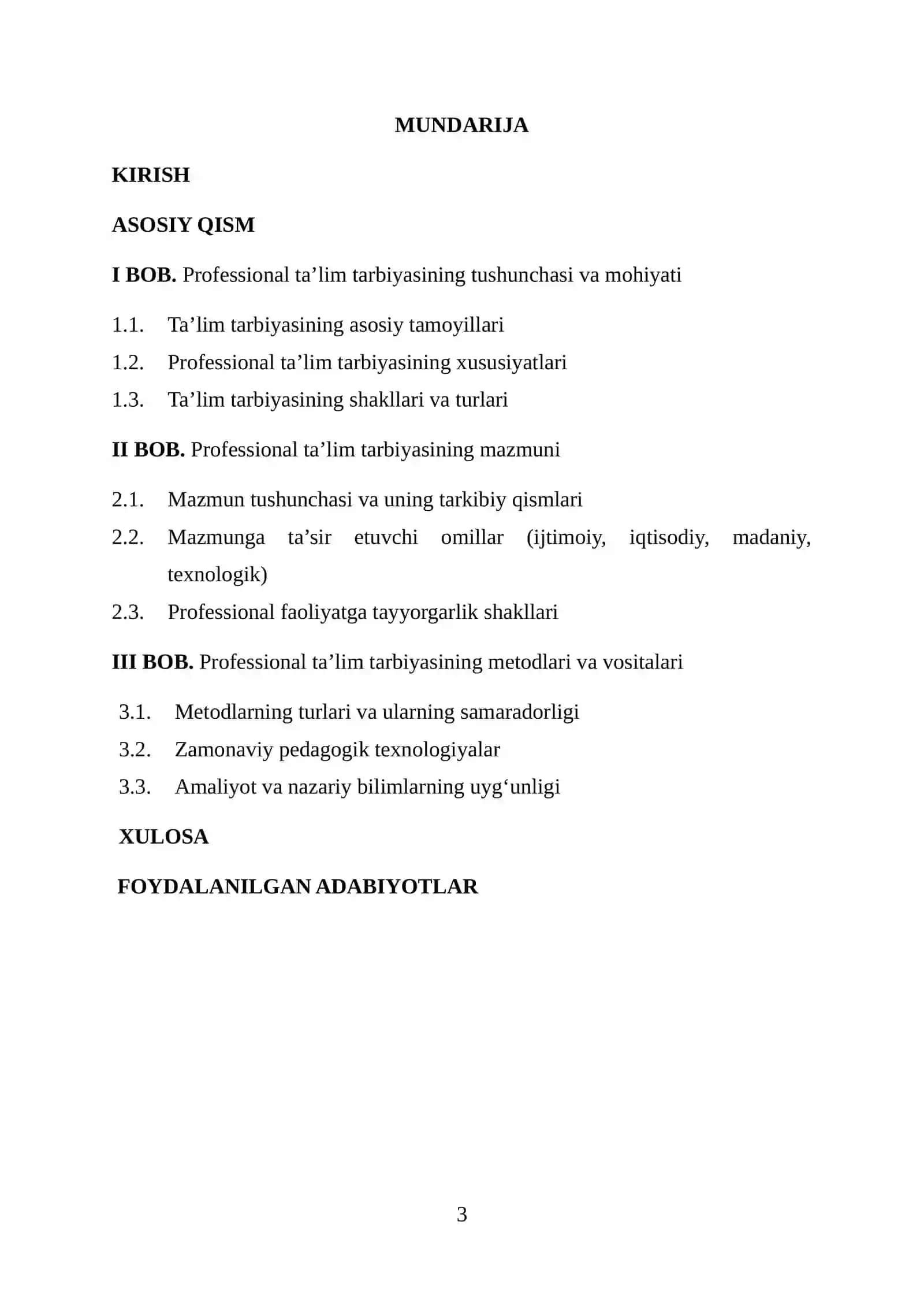Professional ta’lim tarbiyasining mazmuni 3