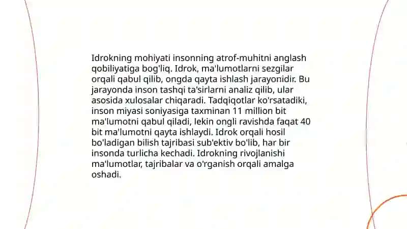 Idrok haqida tushuncha va uning xususiyatlari 3