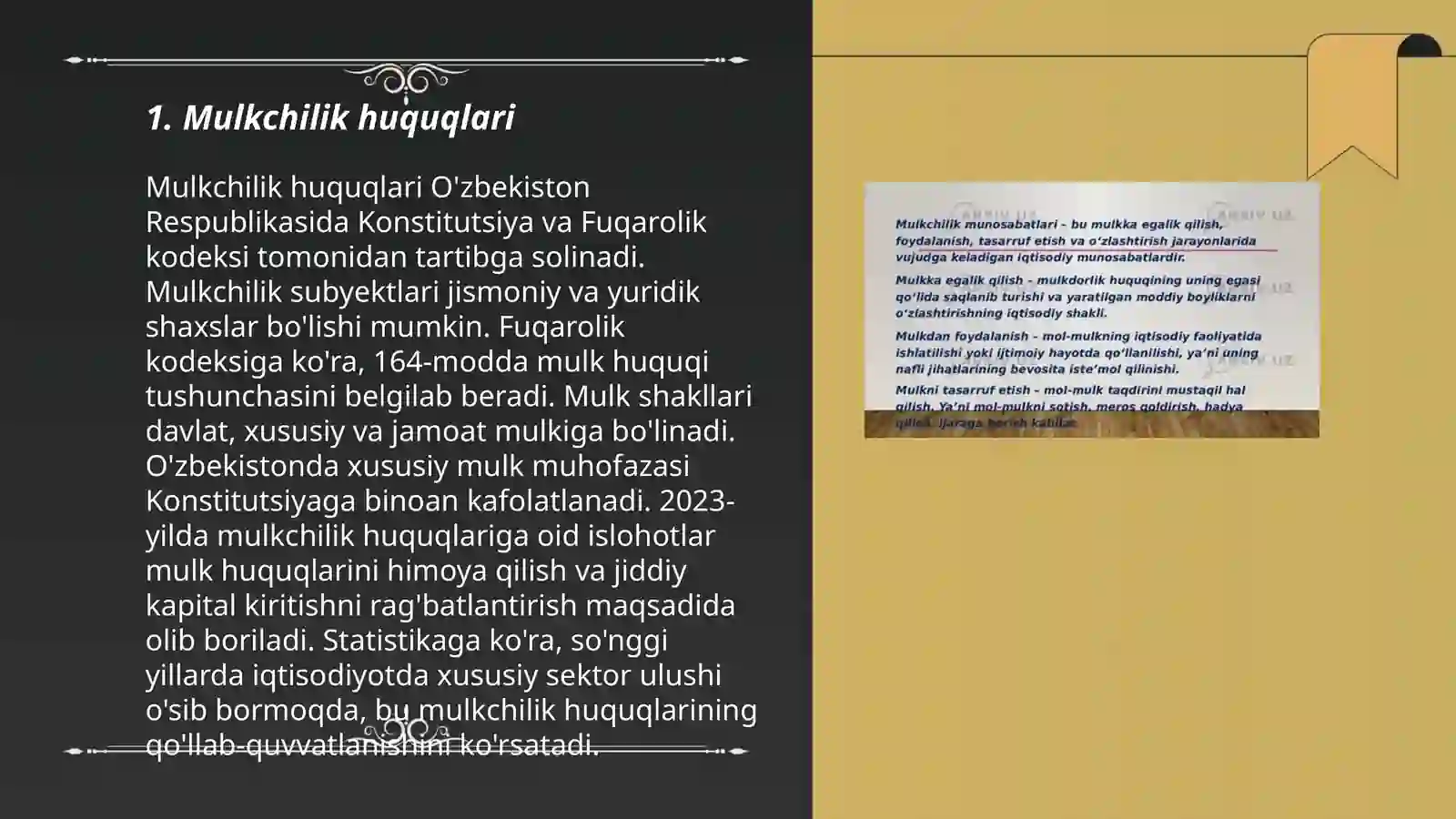 Mulk va mulkchilik munosabatlari 3