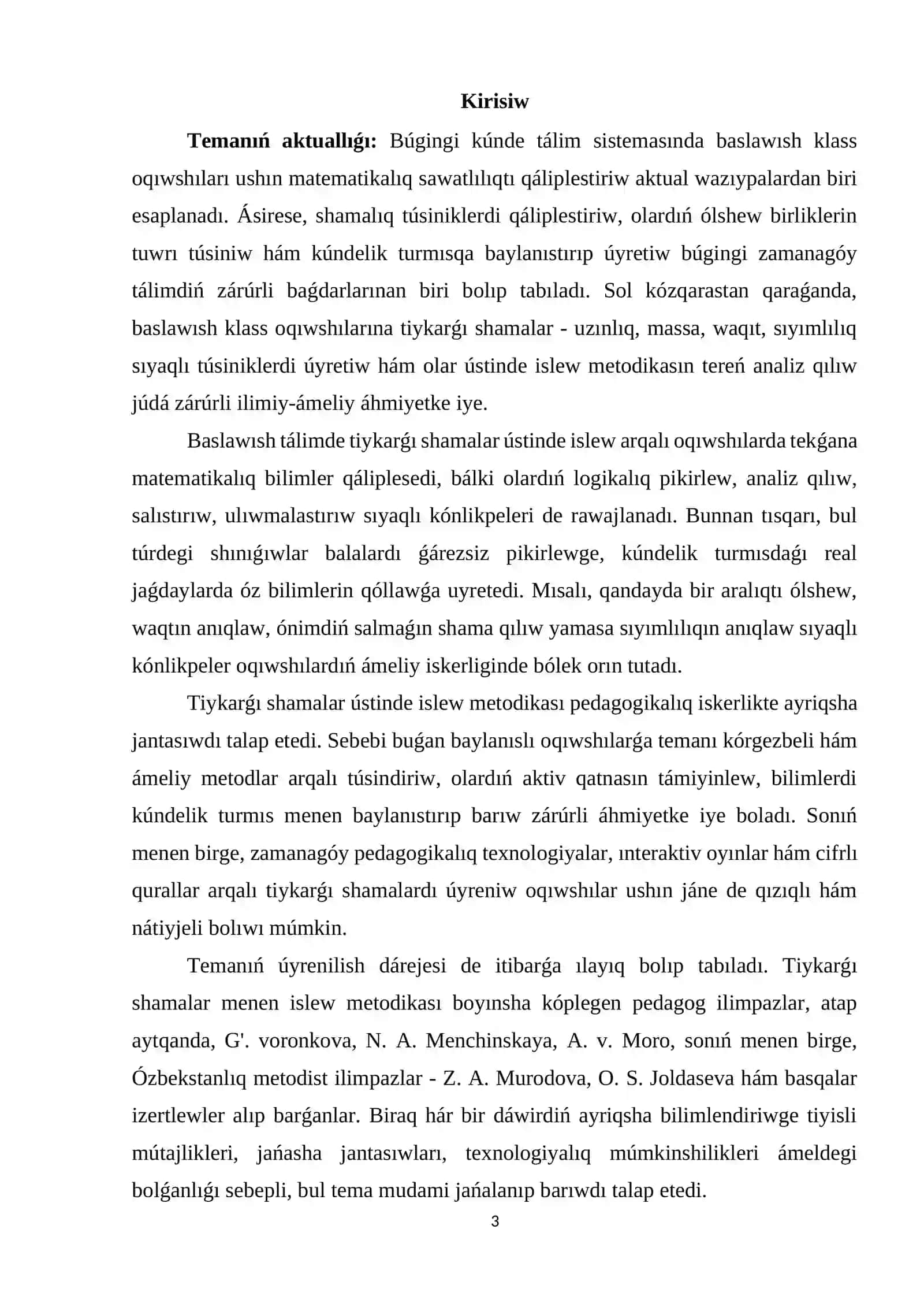 Matematika hám onı oqıtıw metodikası 3