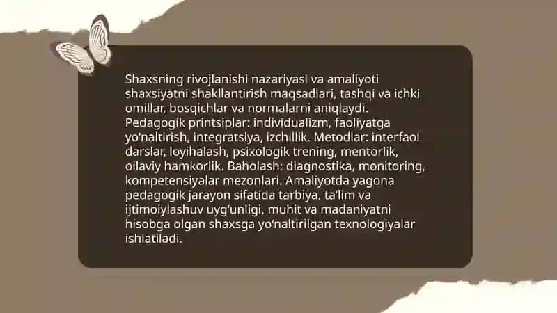 Shaxsning rivojlanishi tarbiyasi va ijtimoiylashuvi. Yaxlit pedagogika jarayoni 3