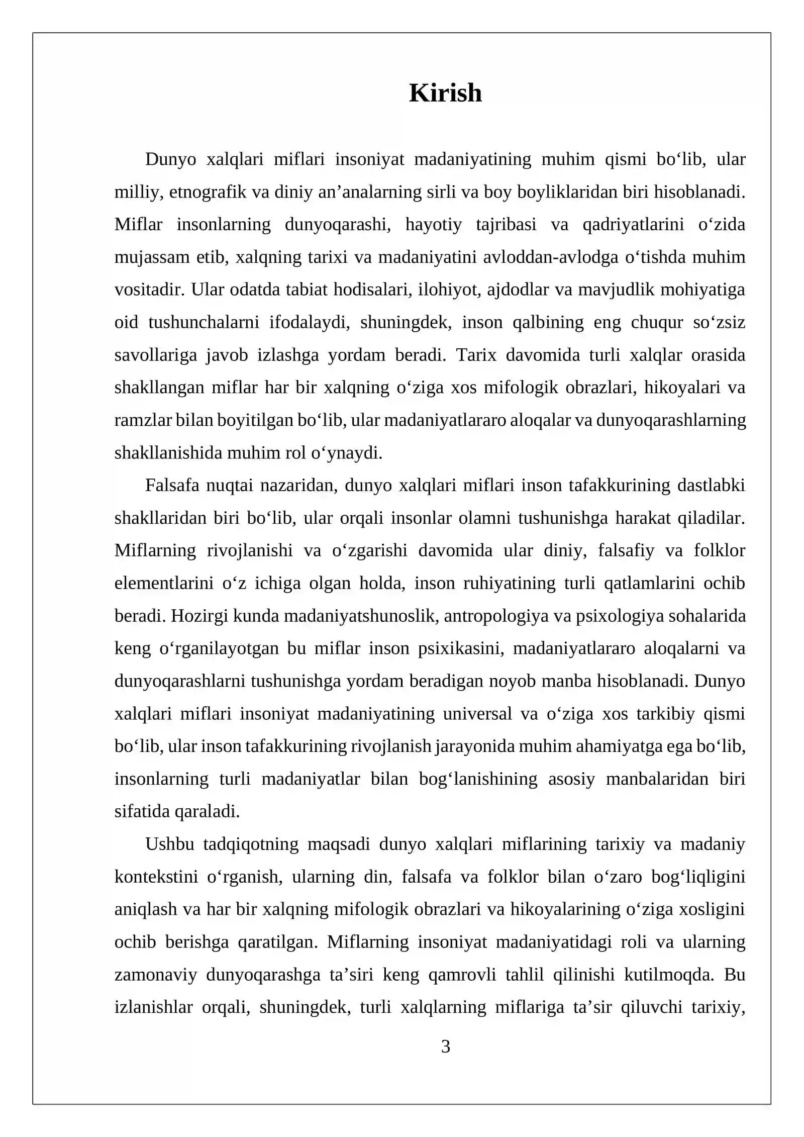 Dunyo xalqlari miflari referat 3