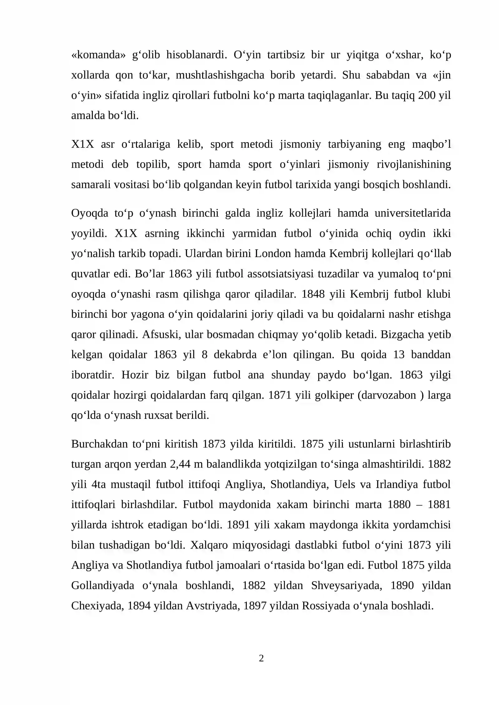 Futbol o‘yinining kelib chiqishi, qoidalari va rivojlanish tarixi 3