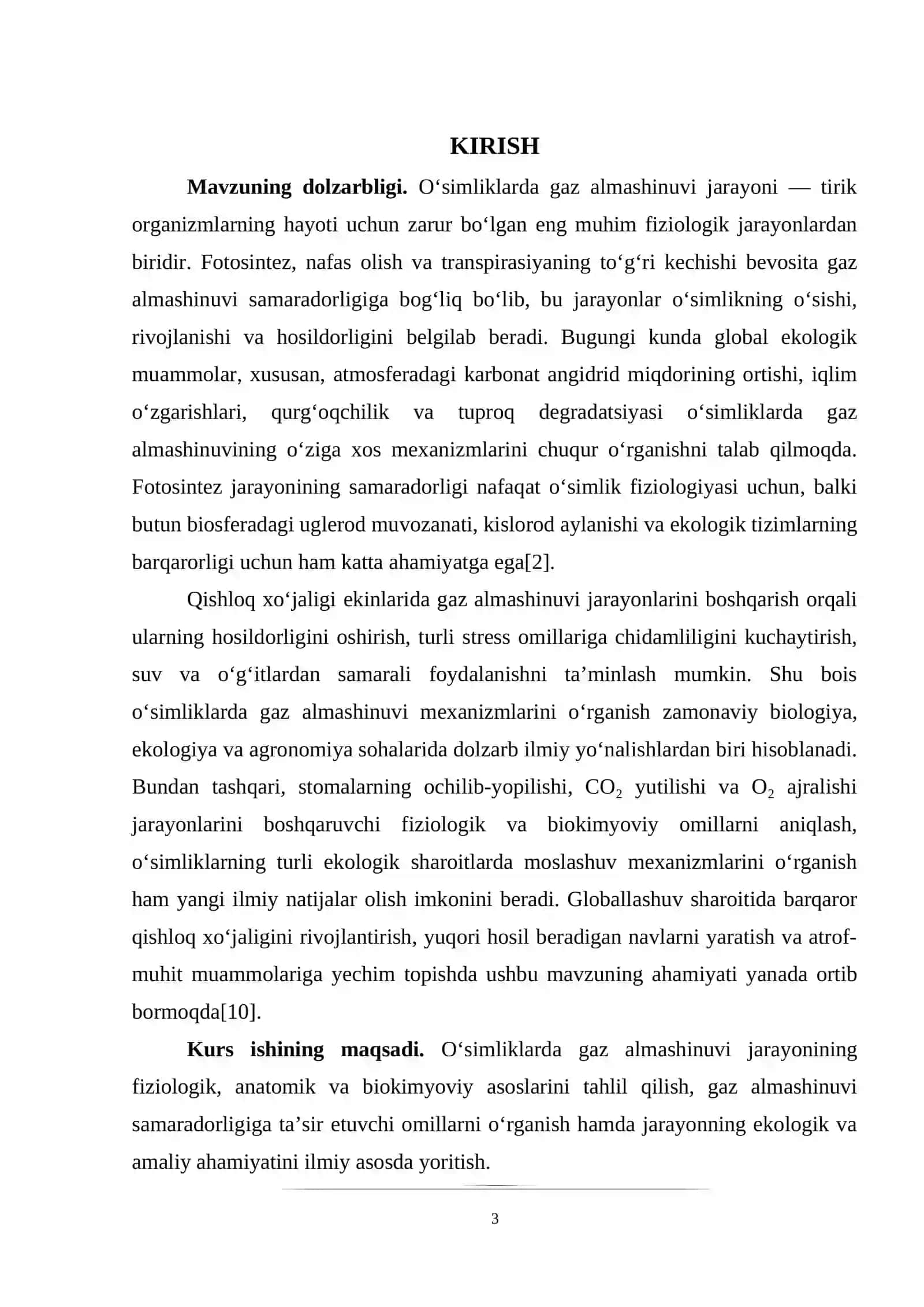 O‘simliklar fiziologiyasi KURS ISHI 3