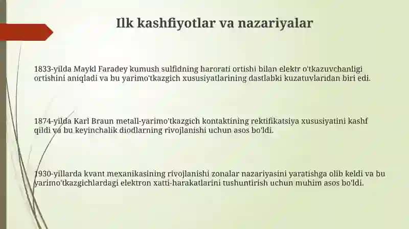 Yarim o'tkazgichlar fizikasi fanining rivojlanish tarixi 3
