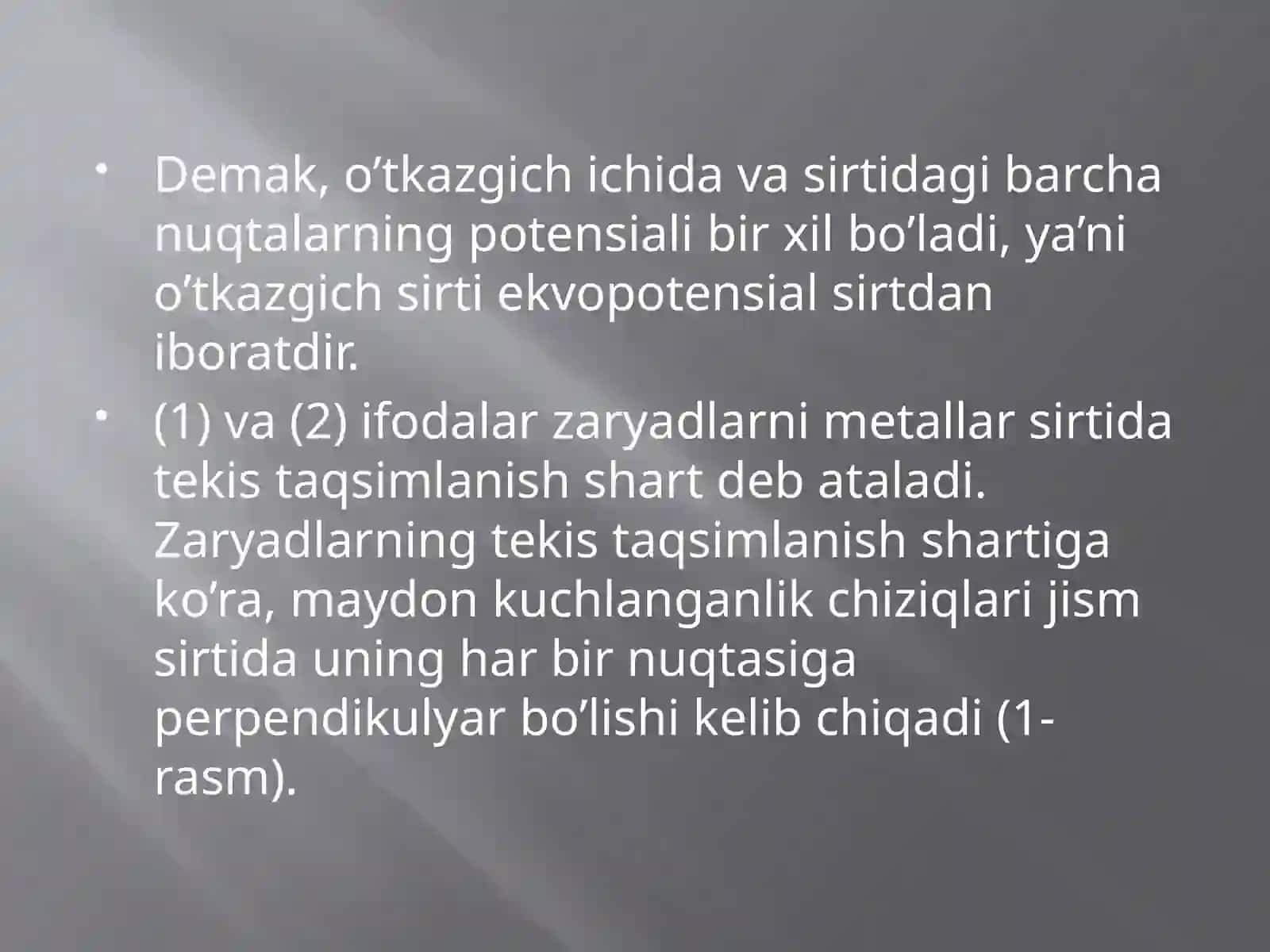 Elektr maydonida oʻtkazgichlar 3