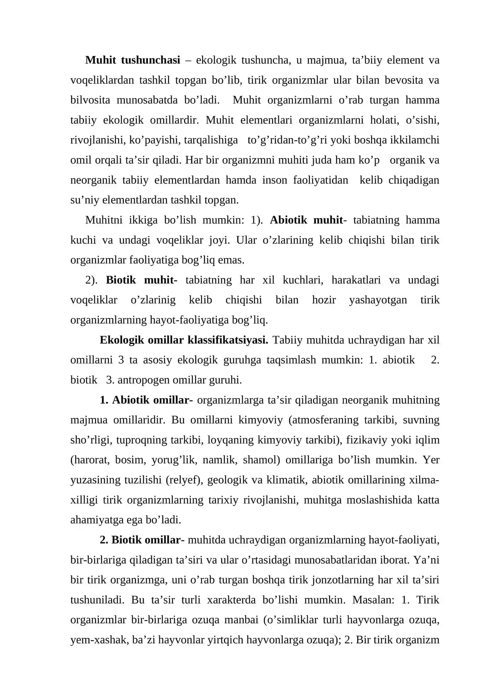 Ekologik omillarning tirik organizimlarga tasir etish umumiy qonuniyatlari 3