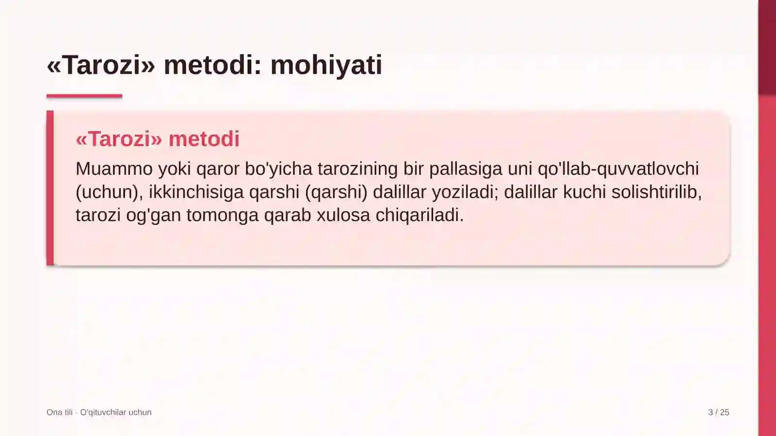 ona tili darslarida tarozi metodidan foydalanish 8210 3