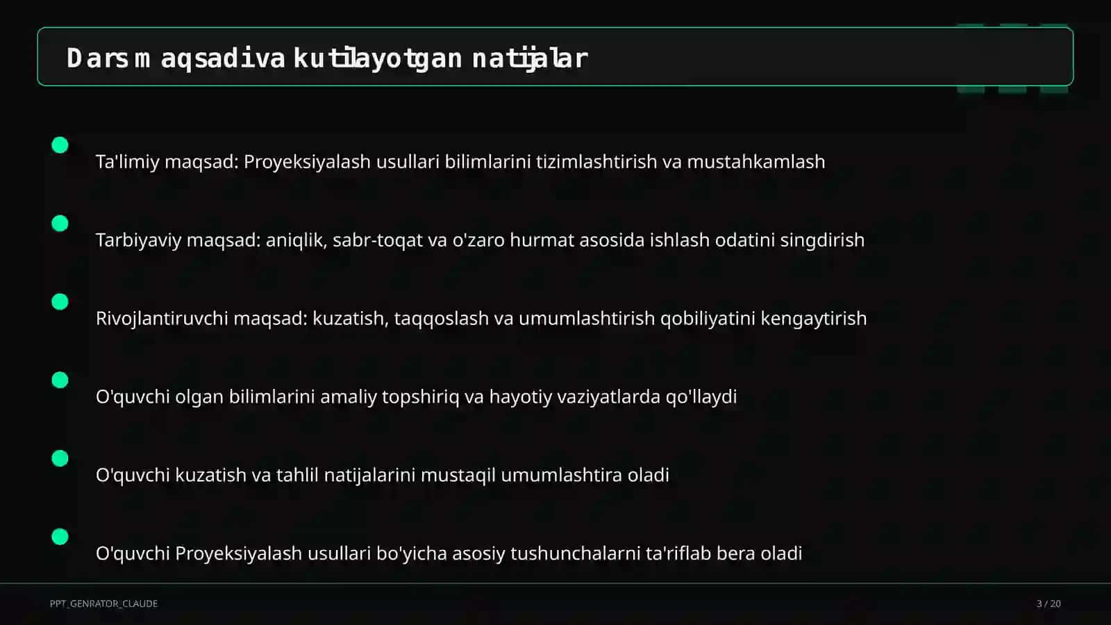 Proyeksiyalash usullari (8-sinf) 1