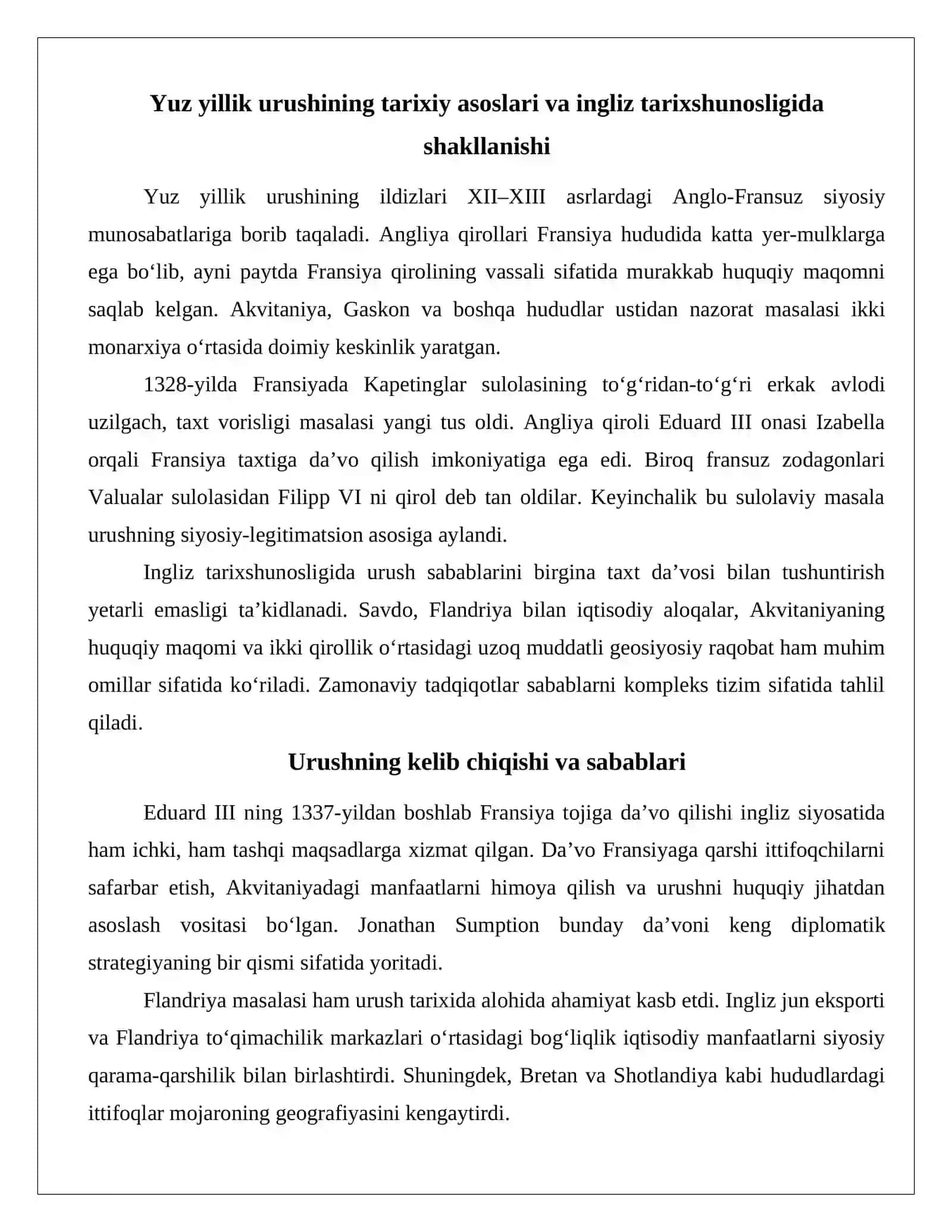 Yuz yillik urushi tarixiga oid ingliz tilidagi tadqiqotlar 3