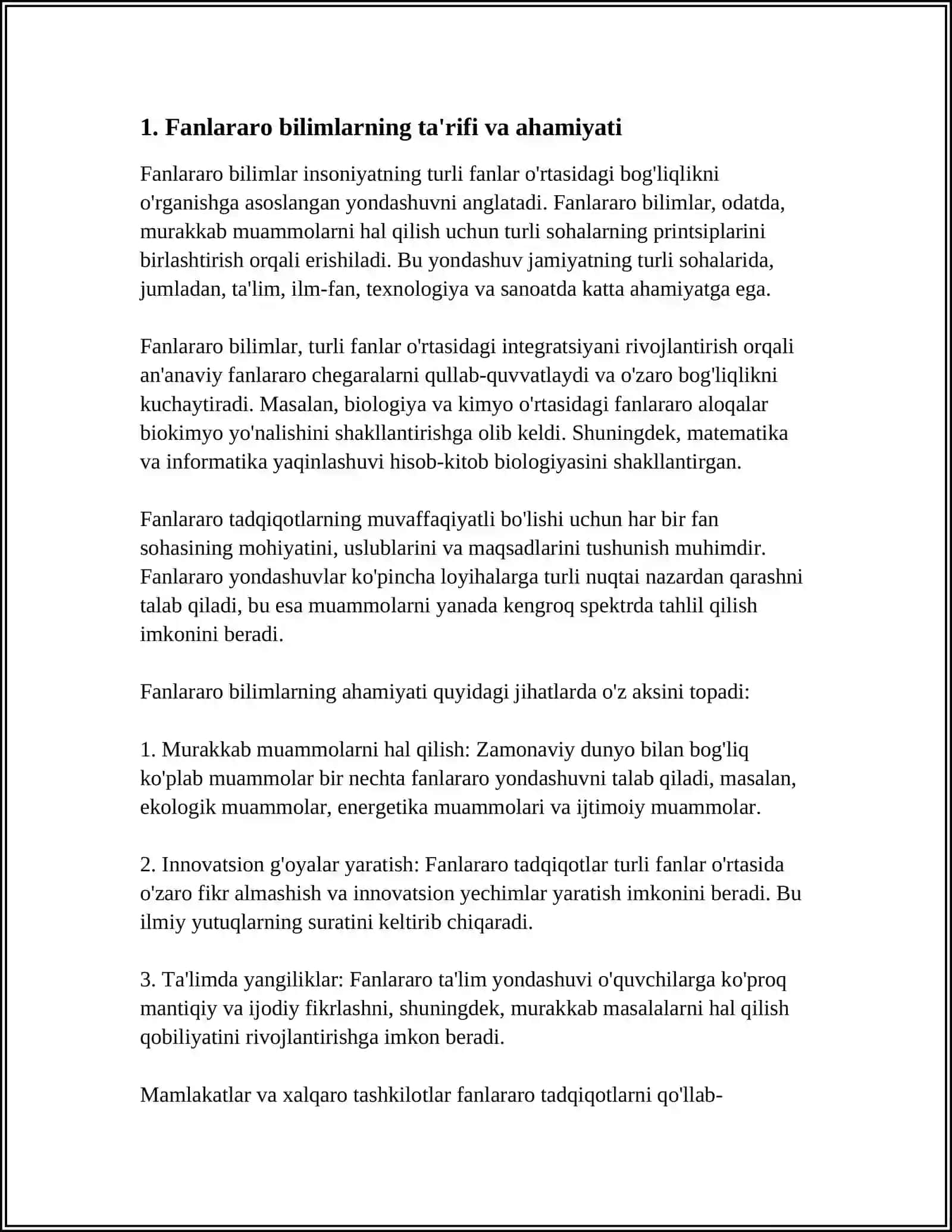 Fanlararo Bilimlar va Kasbiy Rivojlanishdagi O'rni 3
