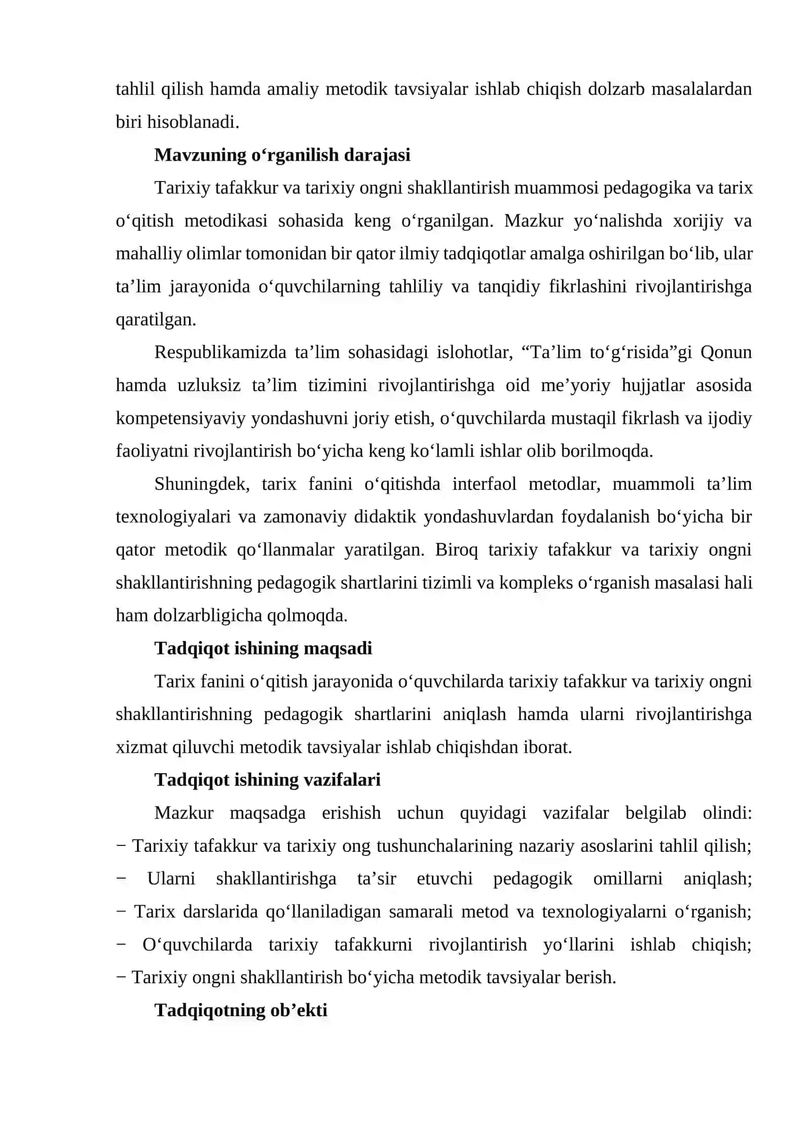 Tarixiy tafakkur va tarixiy ongni shakllantirishning pedagogik shartlari 3