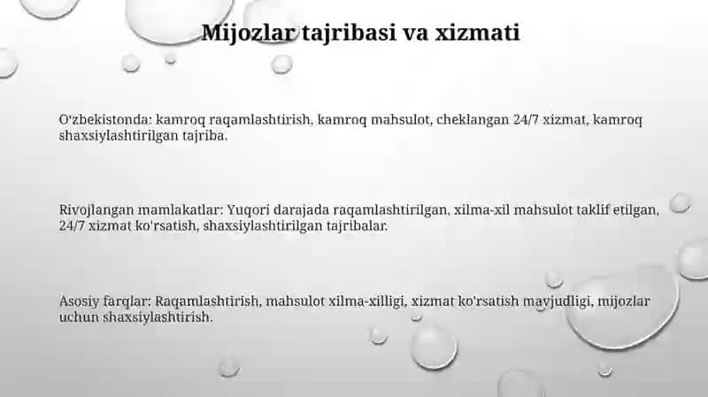 Chet davlatlari va ozbekistonda banklar faoliyati va ularning ish faoliyatidagi farqi 3