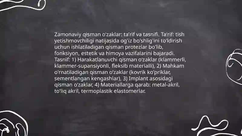 Zamonaviy qisman ozaklar va ultra yordamida tish toj qismini tiklash asoslari 3