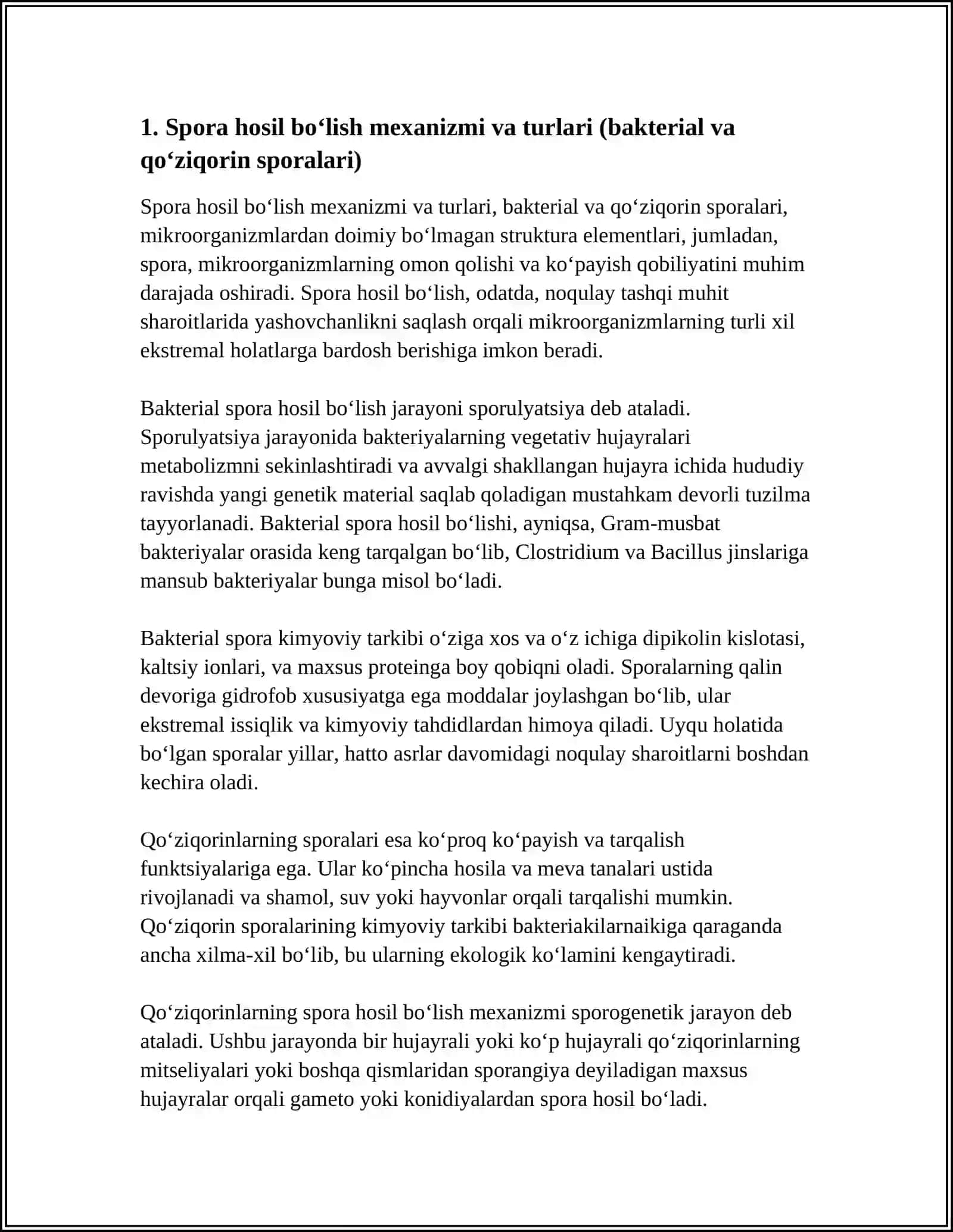 MIKROORGANIZMLARNI DOIMIY BO'LMAGAN STRUKTURA ELEMENTLARI: SPORA, KAPSULA, XIVCHINLAR, KIRITMALAR VA ULARNI O'RGANISH USULLARI 3