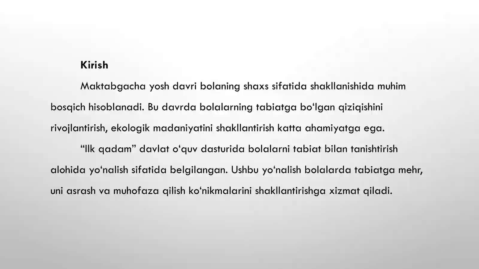Ilk qadam davlat dasturida tabiat bilan tanishtirish 3