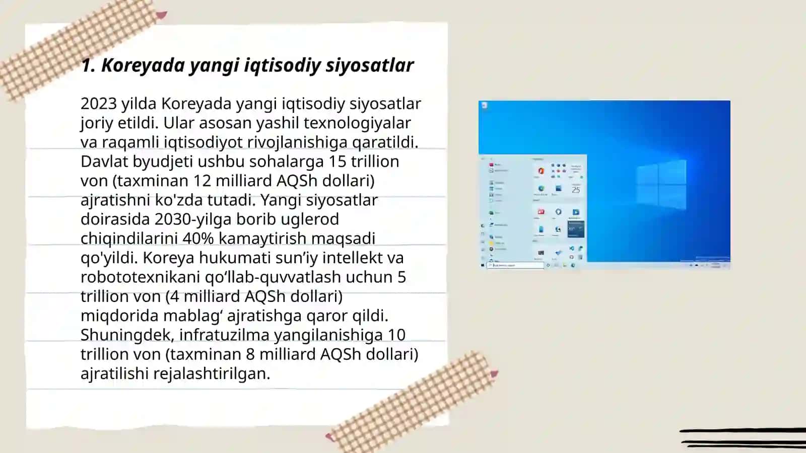 Koreyada yangi iqtisodiy siyosatlar 3
