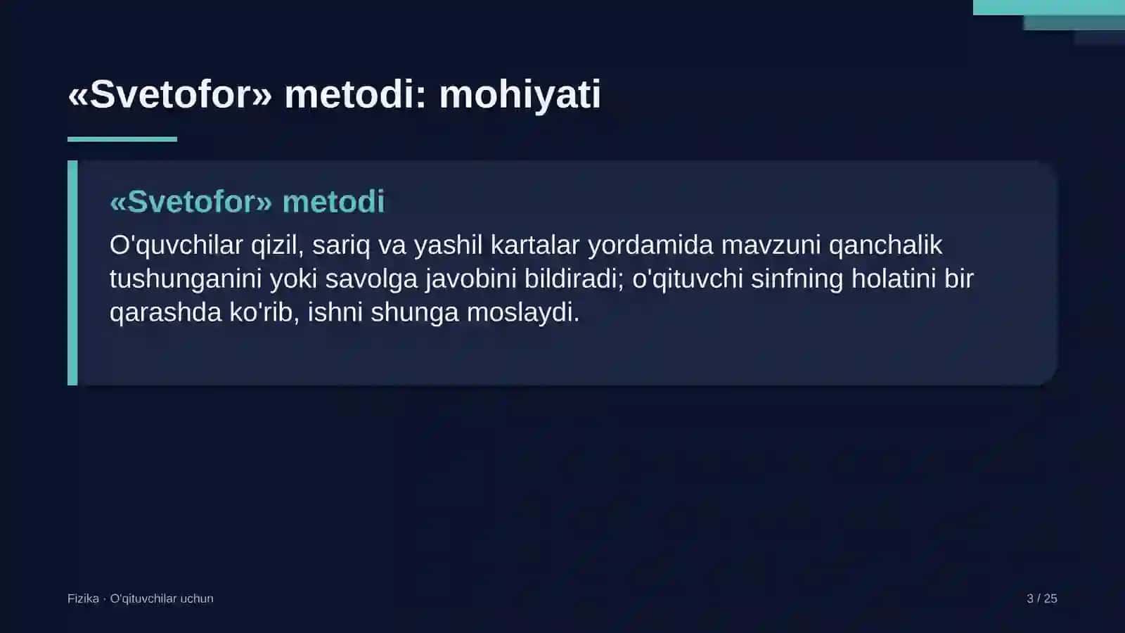 fizika darslarida svetofor metodidan foydalanish 9784 3