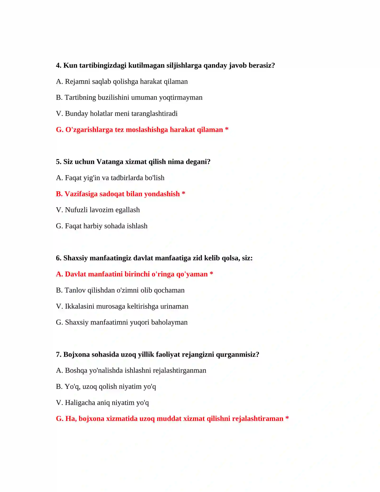 Bojxona ishga kirish savol javoblari 3