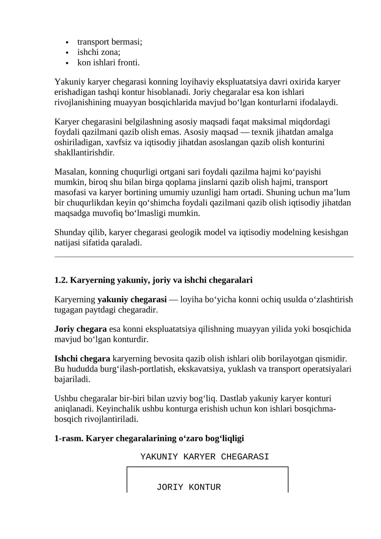 KARYER CHEGARALARINI LOYIHALASH 3