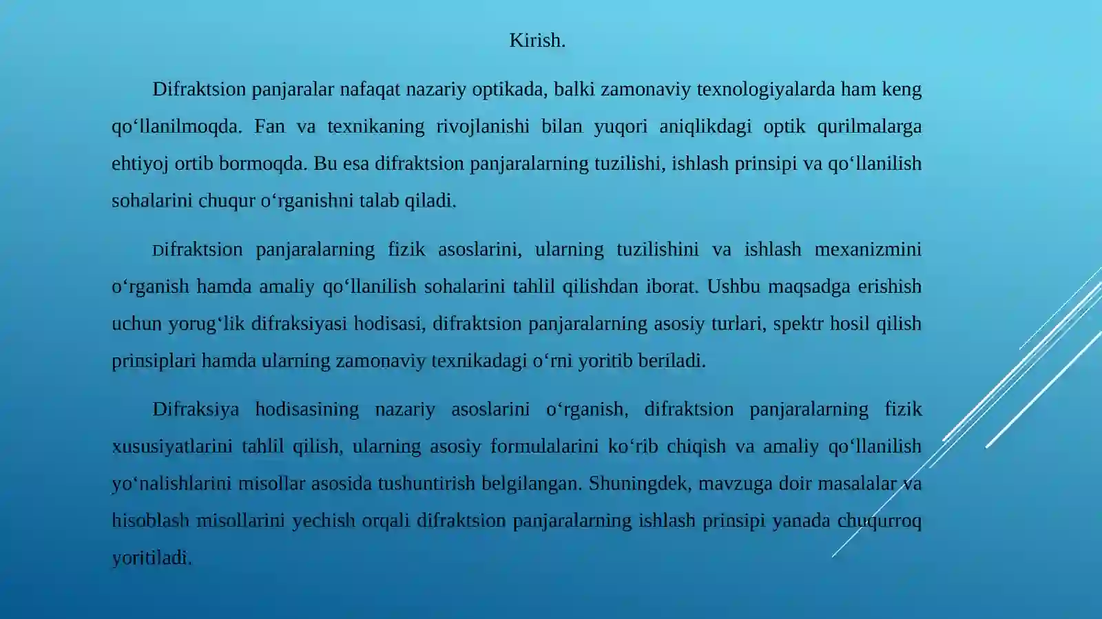 Fizika optika fanidan slayd 3
