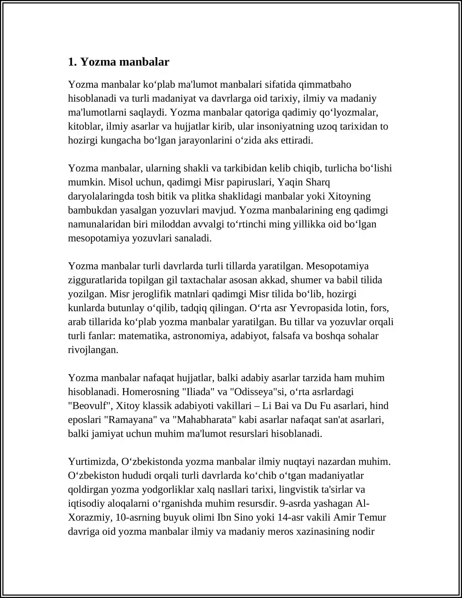 TARIXIY MANBALAR 3
