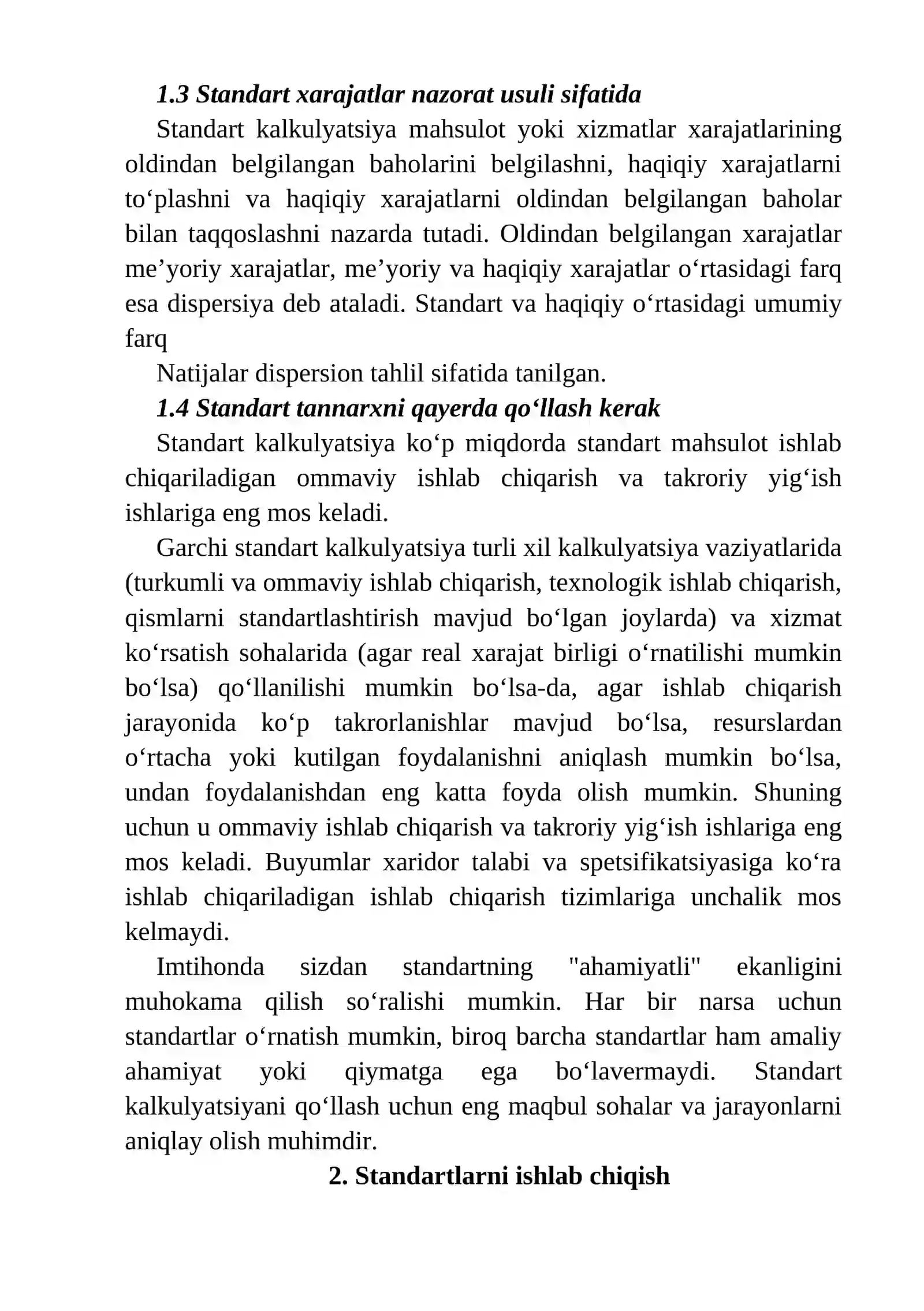 Byudjetlashtirish va standart kalkulyatsiya 3