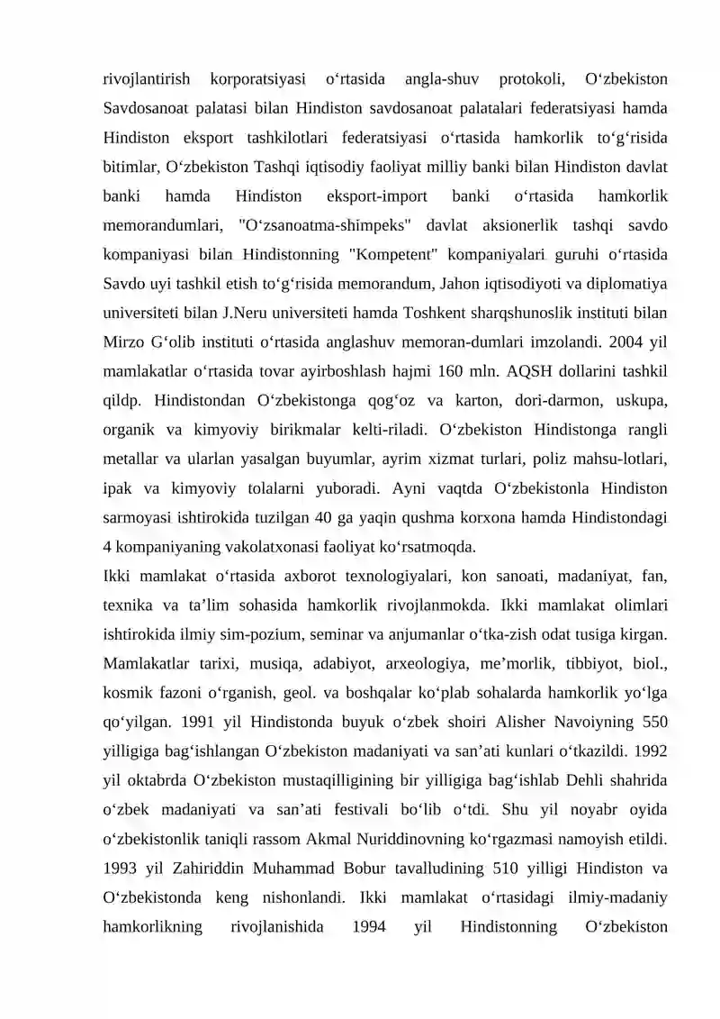 O'zbekiston Hindiston Munosabatlari 3
