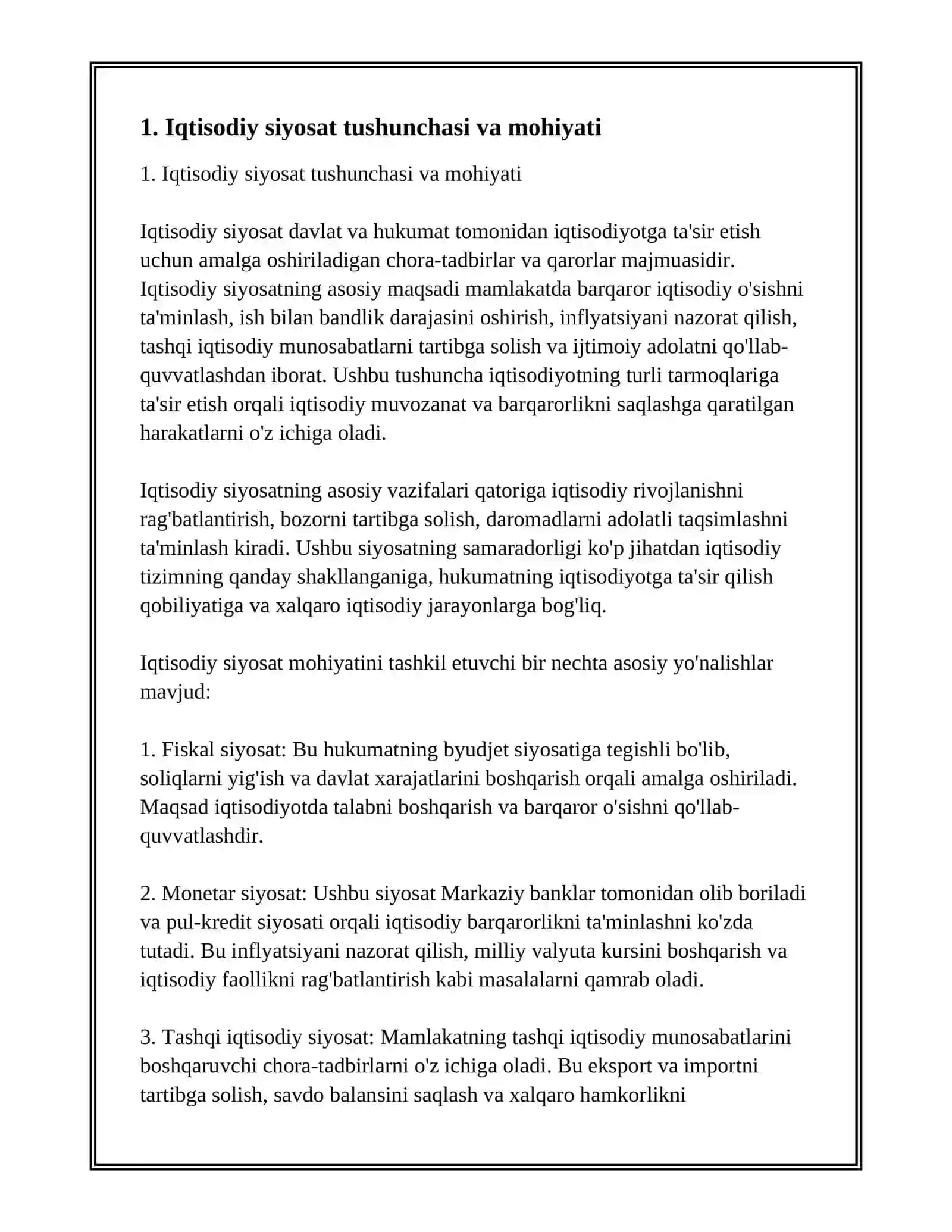 IQDISODIY SIYISAT TUSHUNCHASI, VAZIFALARI VA ELEMENTLARINI URGANISH 3