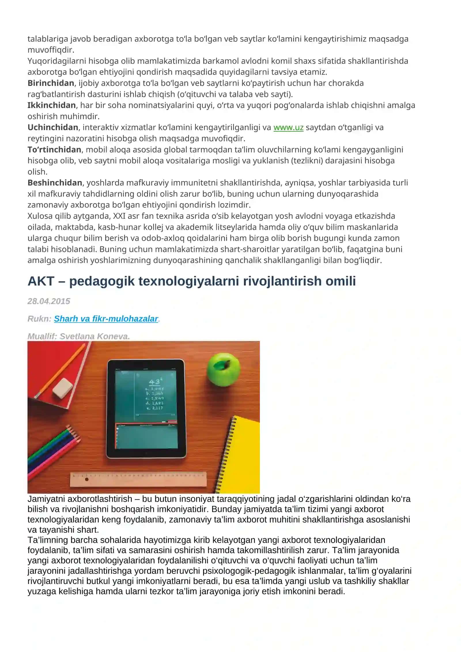 Barkamol avlod tarbiyasida axborot texnologiyalarining o‘rni 3