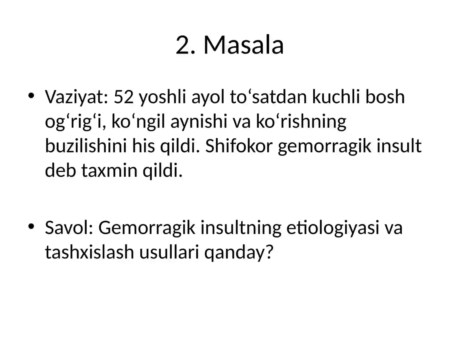 Insult Etiologiyasi, Tasnifi va Birinchi Yordam 3