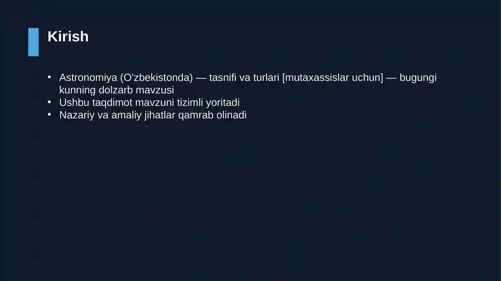 Astronomiya (O'zbekistonda) — tasnifi va turlari [mutaxassislar uchun] 3