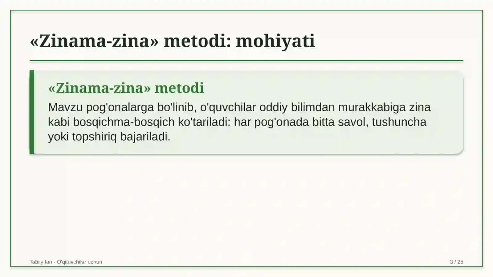 tabiiy fan darslarida zinama zina metodidan foydalanish 6893 3