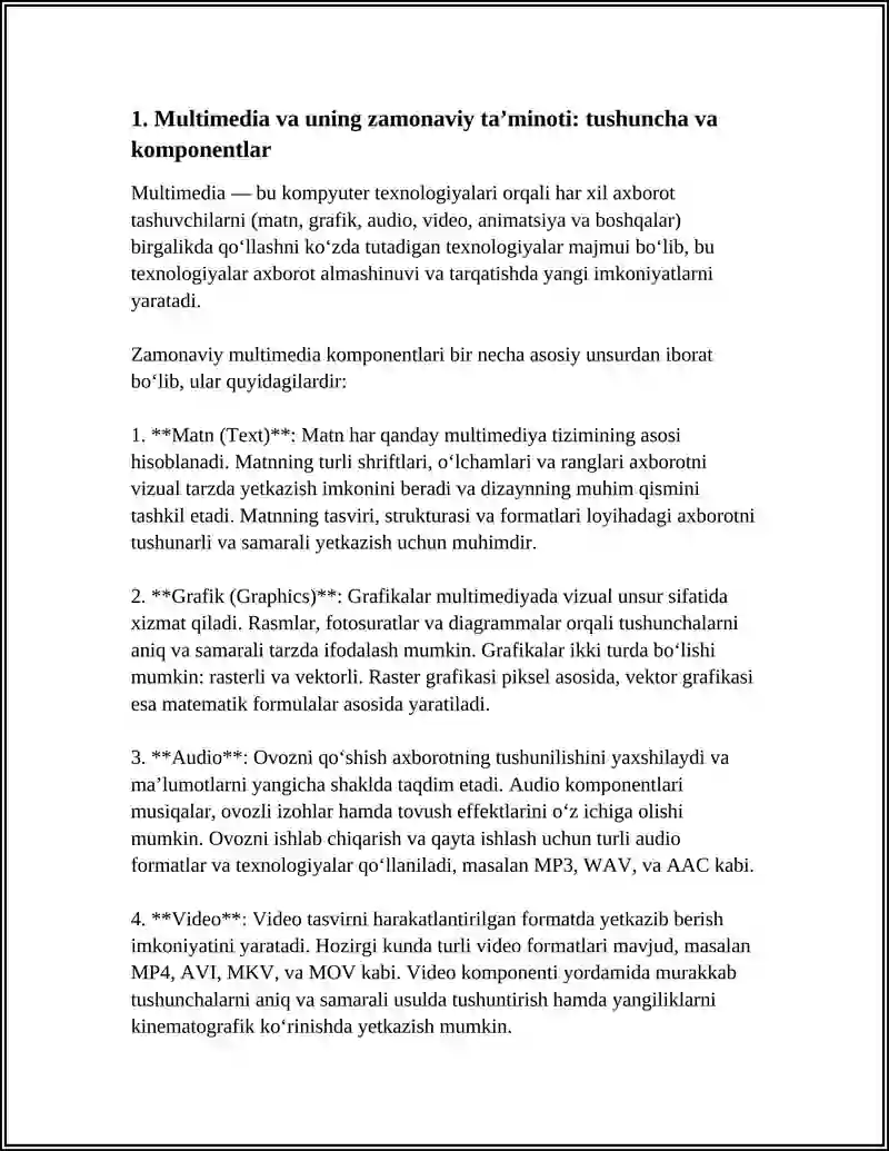 Multimedia va uning zamonaviy taʼminoti 3