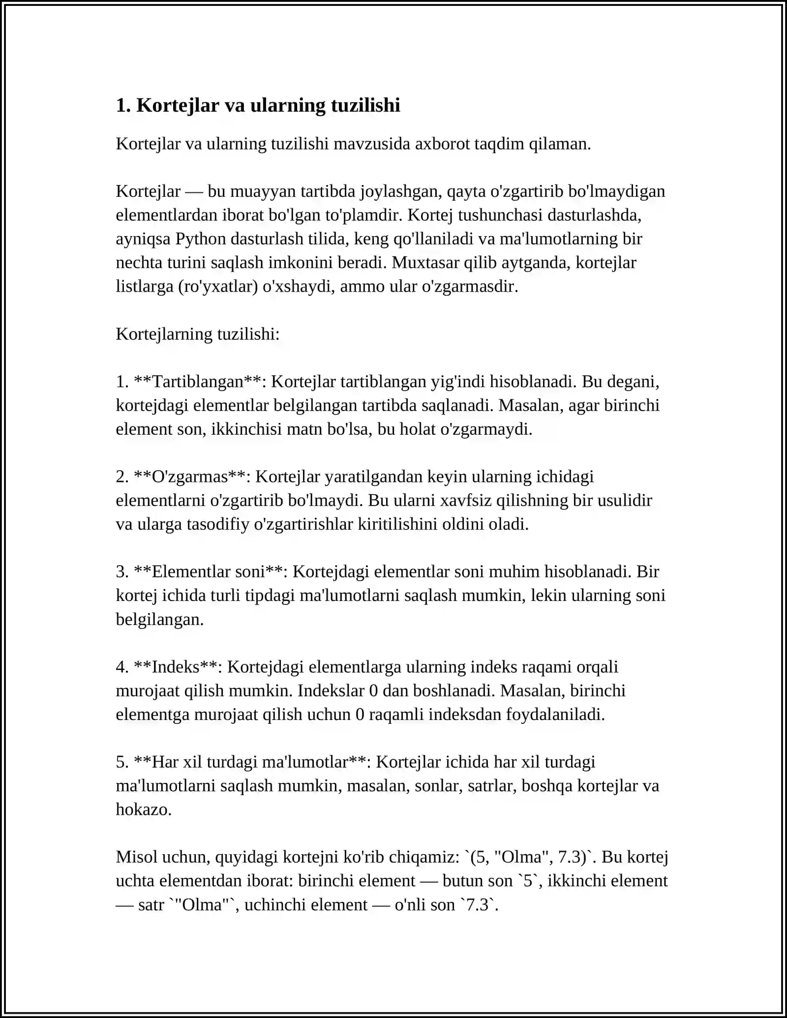 PYTHON DASTURLASH TILIDA KORTEJLAR VA ULAR BILAN ISHLASH FUNKSIYALARI 3