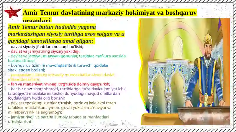 AMIR TEMUR DAVLATINING  BOSHQARUVI 3