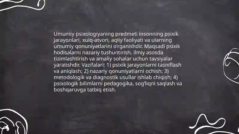 Umumiy psixologiya fanining predmeti va tarixi, metodlari va tarmoqlari 3