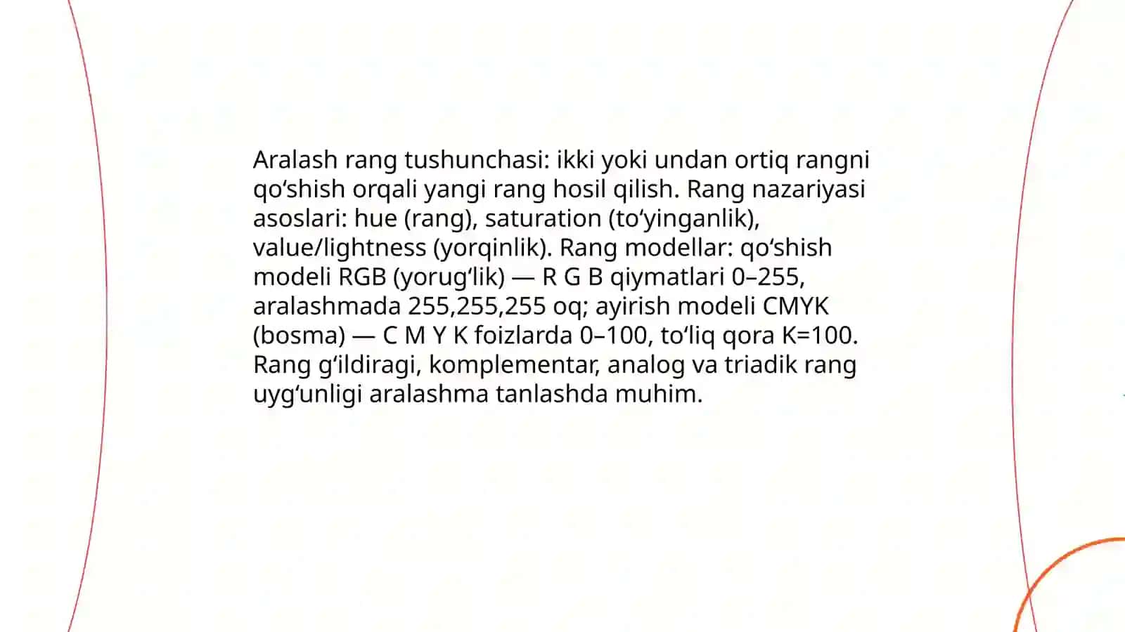 Aralash rang qatorini tasvirlash 3